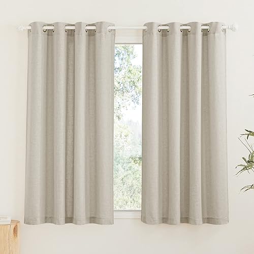 RYB HOME Cortinas semitraslúcidas, mezcla con textura de lino, para privacidad, tratamiento de ventana estilo shabby chic, para sala de estar,