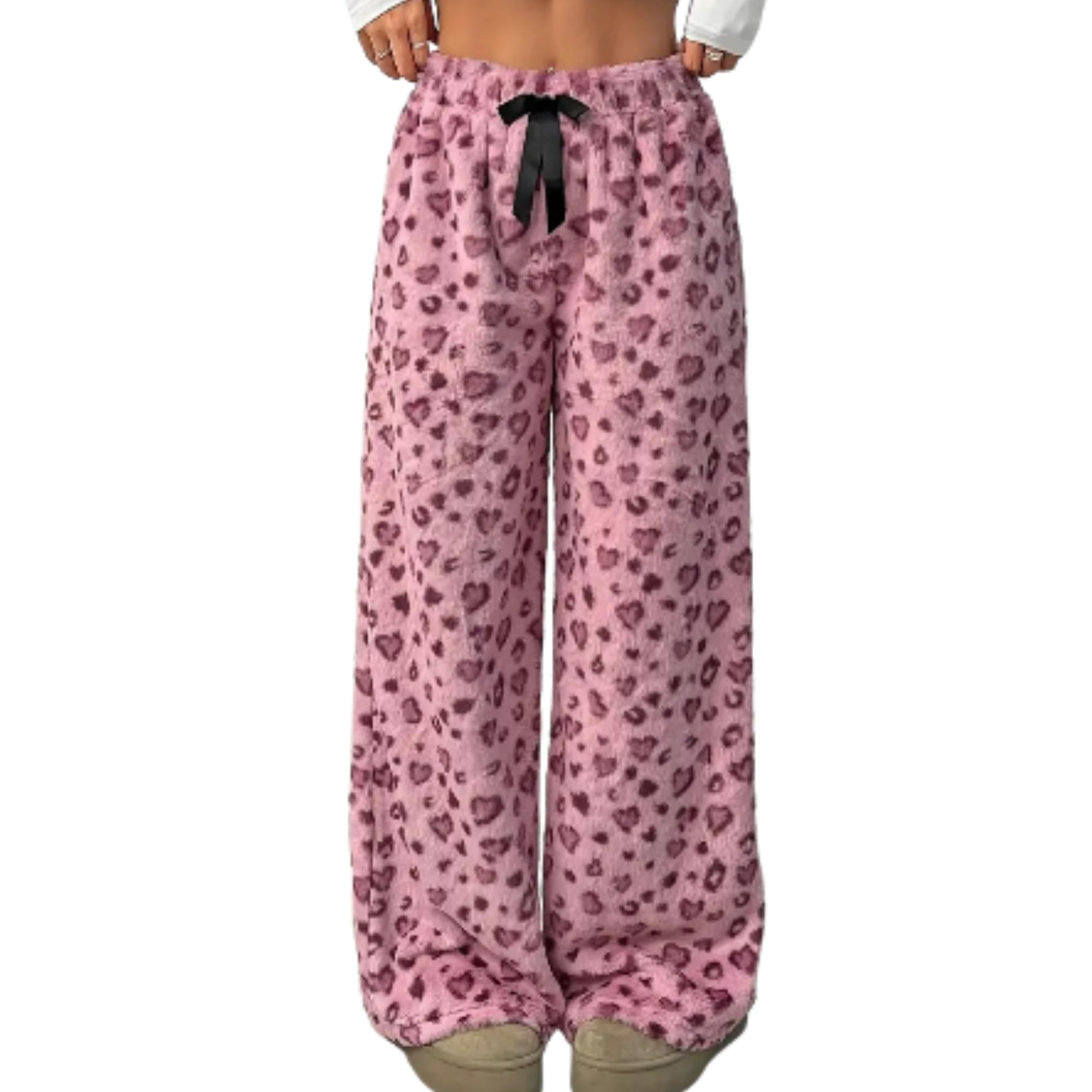 Leopard Pants Women Therian Fuzzy Pajama Pants Y2k Cheetah Pants Grunge High Waisted Fluffy Pants-image-49