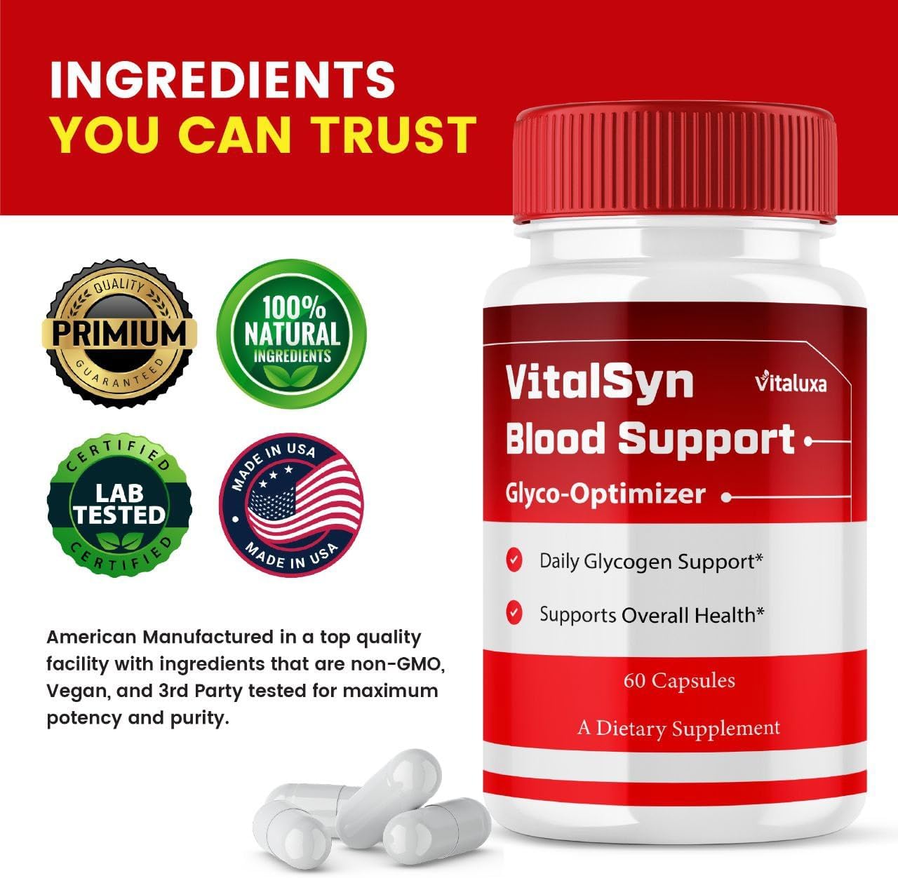 (2 Pack) Vitalsyn Blood Support, Vitalsin Glyco Optimizer Capsules Advanced Formula Supplement, VitalsynBlood Glycogen Pills Blood Flow Balance Control Vitalsym Premium Health Vital Syn (120 Ct) - Image 4
