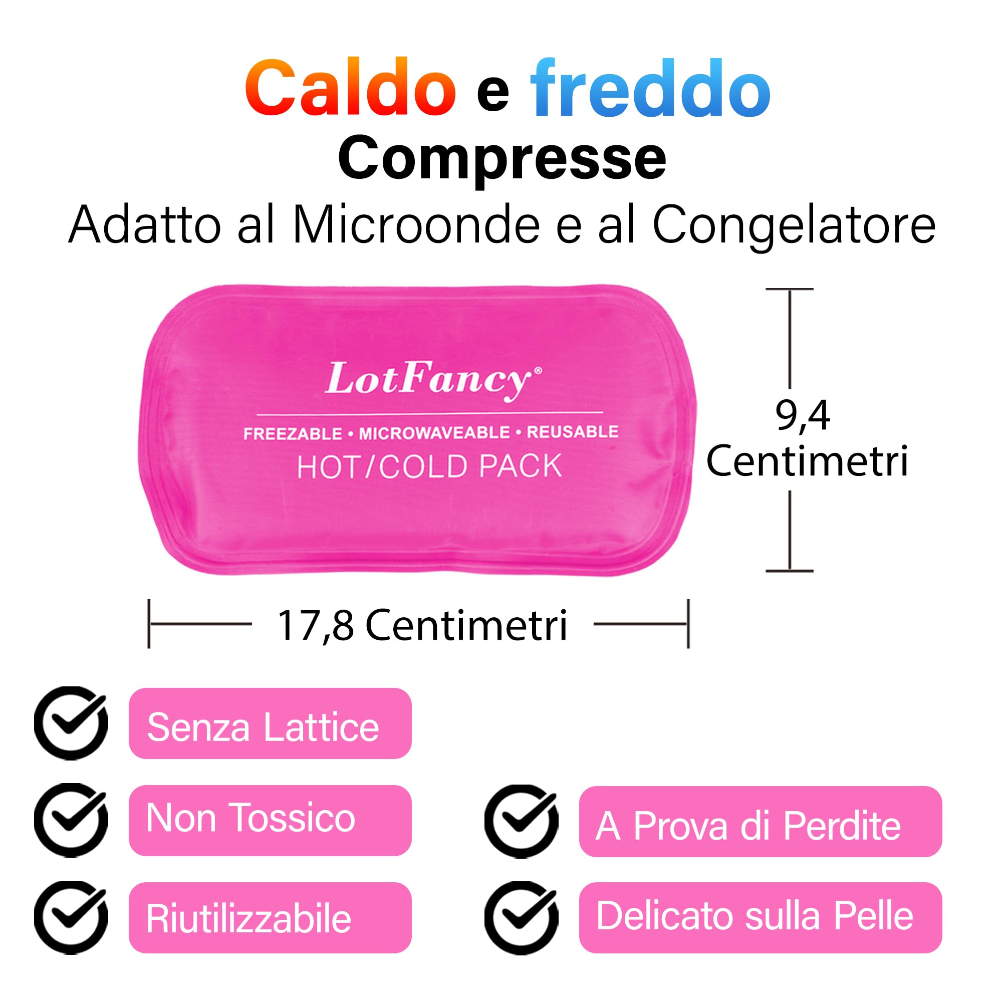LotFancy Compresse Rinfrescanti per Denti del Giudizio, 4 Compresse Rinfrescanti per Raffreddamento per Mal di Denti, Mascella e Testa, Impacco di Ghiaccio Caldo e Freddo per Dolore Mandibolare (Rosa)