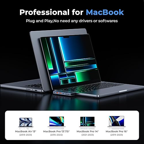 Miniatura 7 de RayCue Adaptador USB C para MacBook ProAir M1 M2 2023 2022 2021 13" 15" 16", accesorios 6 en 2 MacBook Pro con 10Gbps 2* USB 3.2, transferencia de