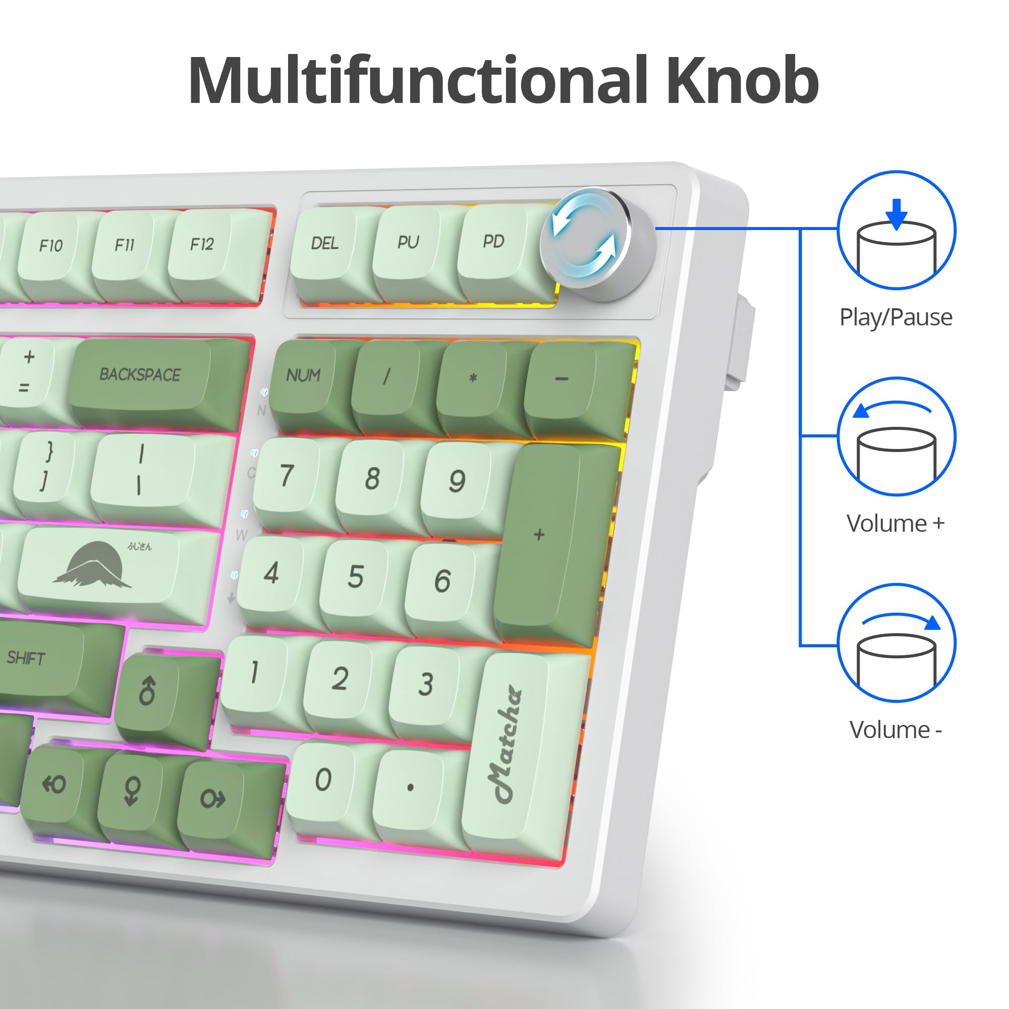 Teclado 96% con Sonido Cremoso y Teclado Numérico, Teclado Mecánico RGB Gasket, Intercambiable en Caliente, Teclado Thocky con Diseño QWERTY Americanopara Oficina y Jugadores