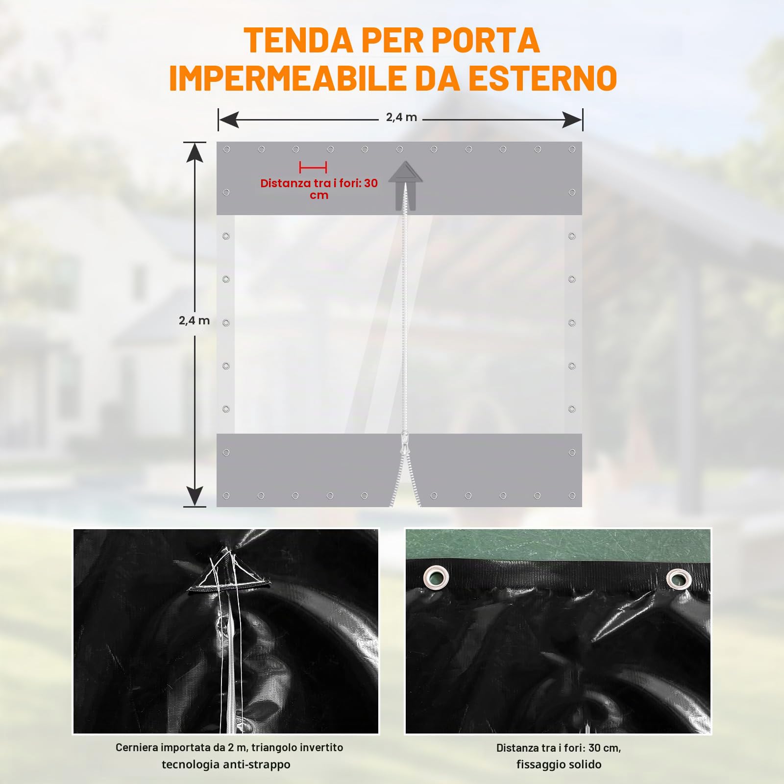Jianyana 650G/㎡ PVC Telone Impermeabile Per Esterno, Telone Trasparente Occhiellato Teloni Impermeabili Occhiellati Per Gazebo, Tettoie, Balconi, Terrazze