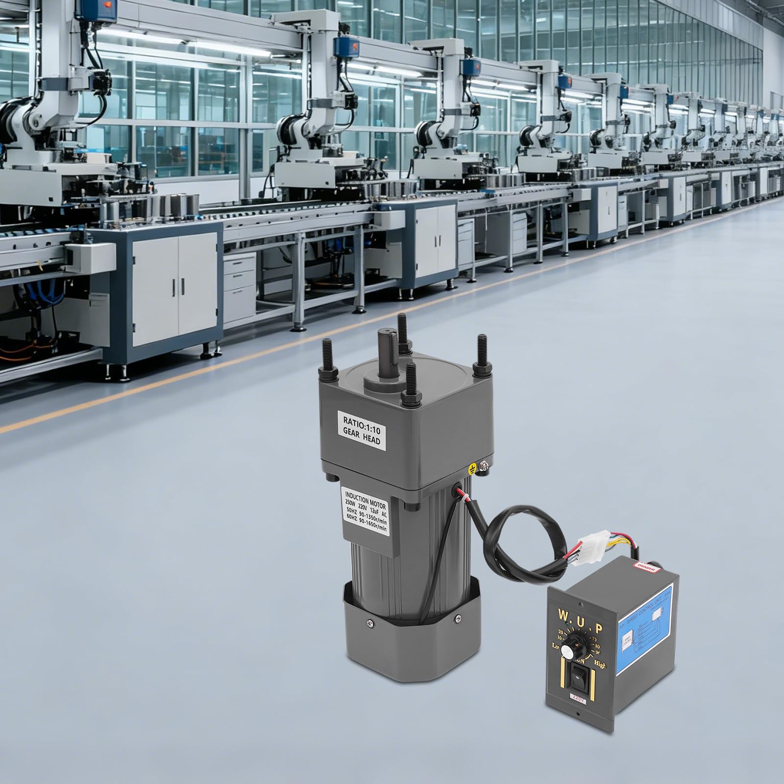 Motoriduttore con regolatore di velocità, 250 W, 220 V, asincrono, motore elettrico reversibile con supporto, motore a ingranaggio regolabile, motore riduttore per linea di produzione e tecnologia di