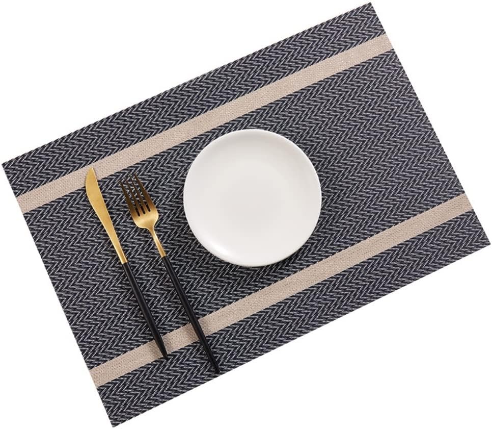 Scandinavian Placemats PVC Hotel Table Mat Restaurant Heat Insulation Mat Striped Dish Mat(Black)
