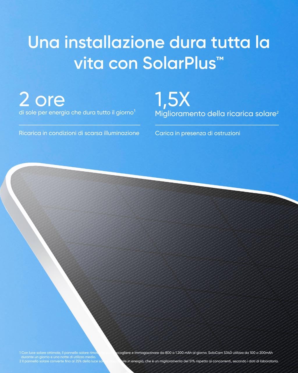 eufy Security SoloCam S340 3K telecamera pannello solare, telecamera wi-fi esterno senza fili, sorveglianza a 360°, Wi-Fi a 2,4 GHz, nessun costo mensile, compatibile con HomeBase 3