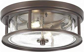 Ceiling Light Fixtures Flush Mount Light, 2 Bulb with Glass Flush Mount Ceiling Lights Fixture Bedroom, Indoor Outdoor Ceiling Lights for Porch Hallway Kitchen