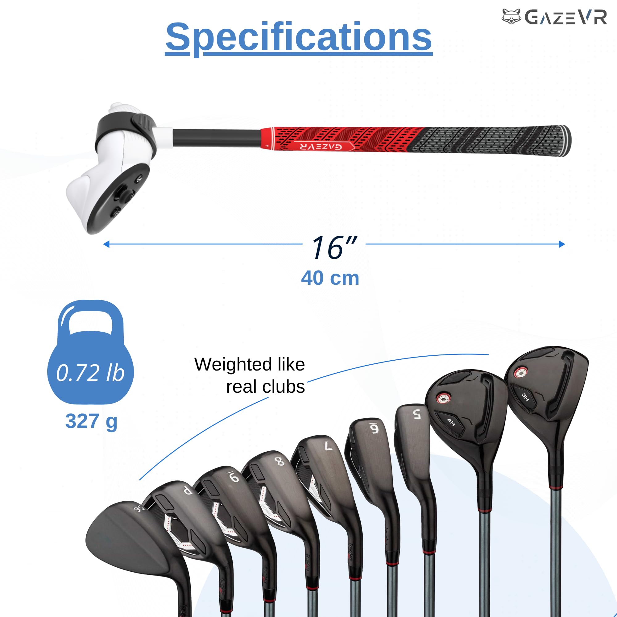 Gaze VR | Accessori per mazze da golf VR per Meta Quest 3 e 3S | Pro Grip | Controller destro e sinistro | Rosso