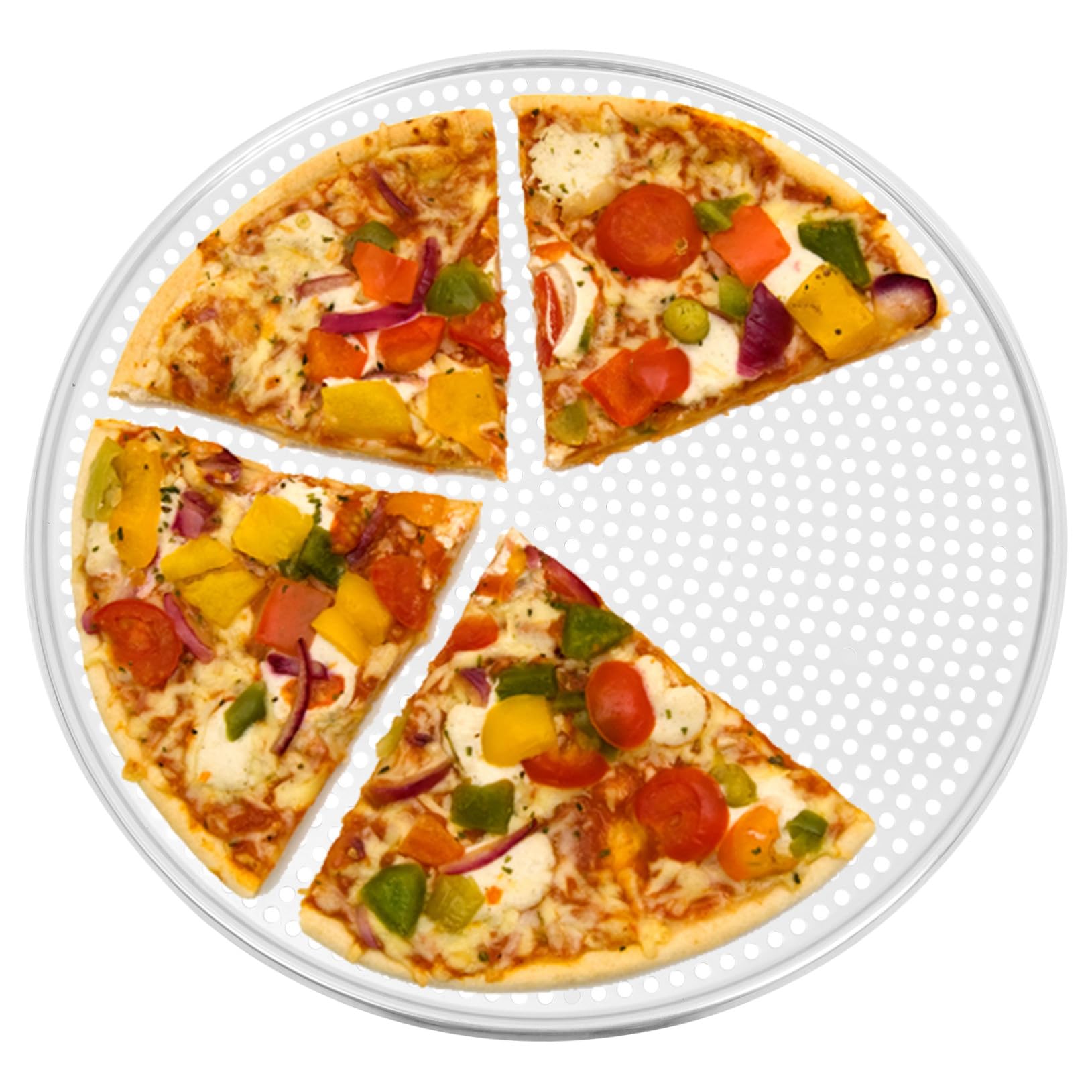 VICASKY Aluminium Pizzablech Runde Backform mit Löchern Backzubehör für Pizza Backen Einfache Reinigung Wiederverwendbar für Ofen und Gefrierschrank