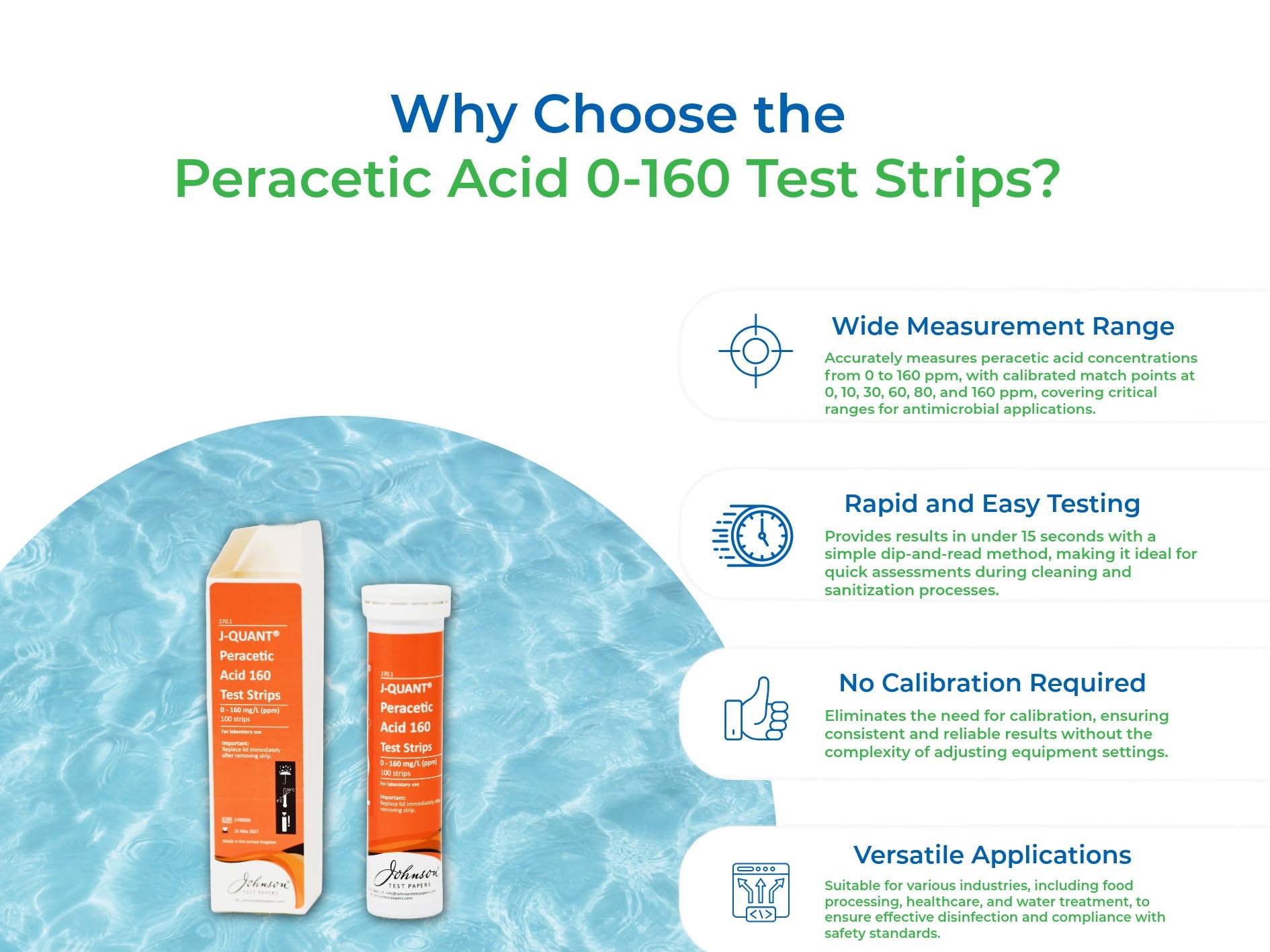 Peracetic Acid 0-160 Test Strips