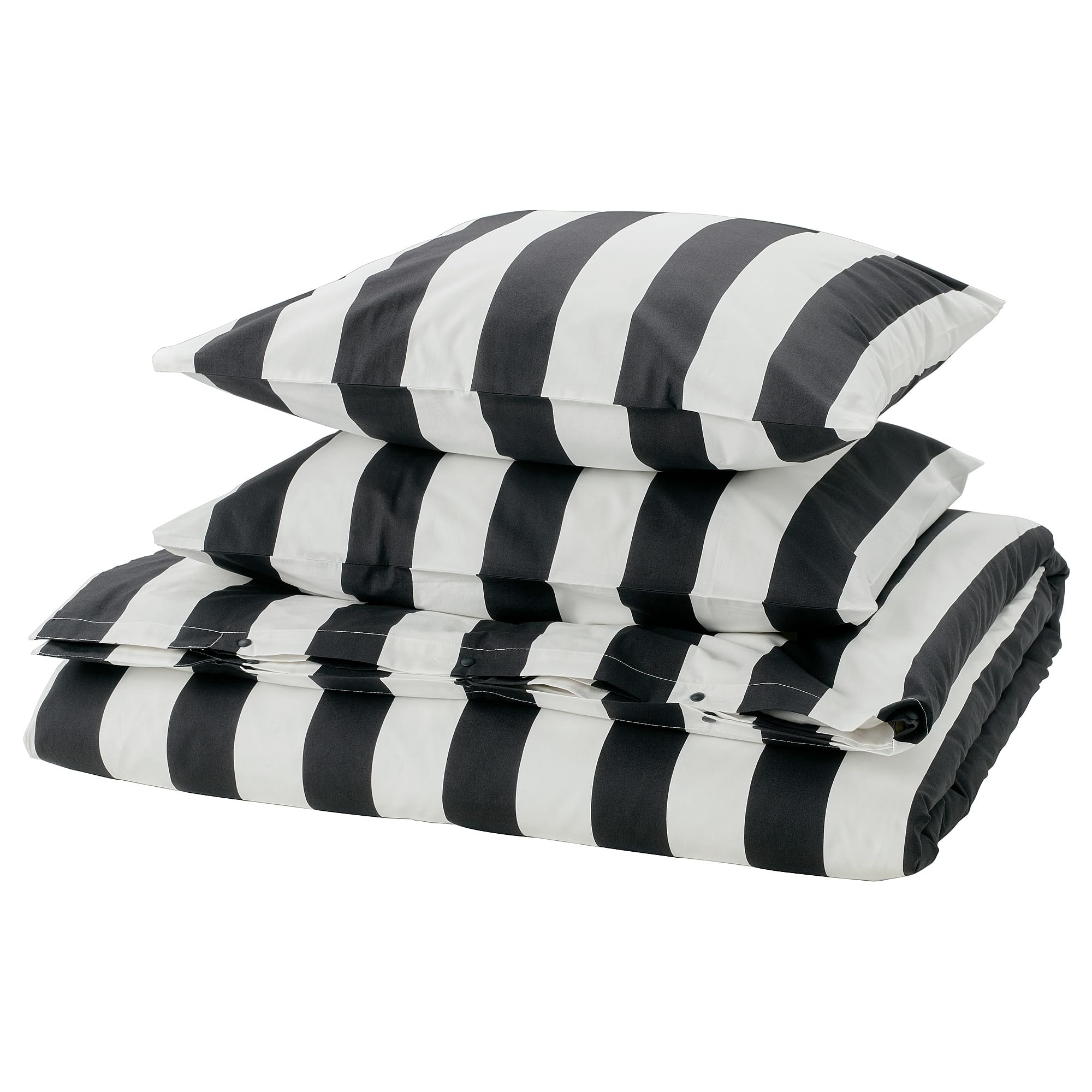 Housse de couette 240x220 rayé noir et blanc coton lit double