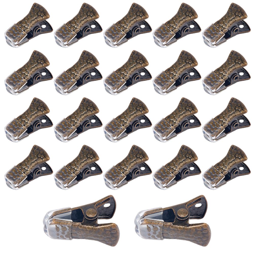 CRASPIRE 35Pcs Small Alligator Clamps Metal Crocodile Alligator Clips 0.8 x 0.4 Inch Antique Bronze Non-slip Mini Alloy Badge Clips for Paper ID Badge Holders Lanyards Jewelry Clothes Wire Office