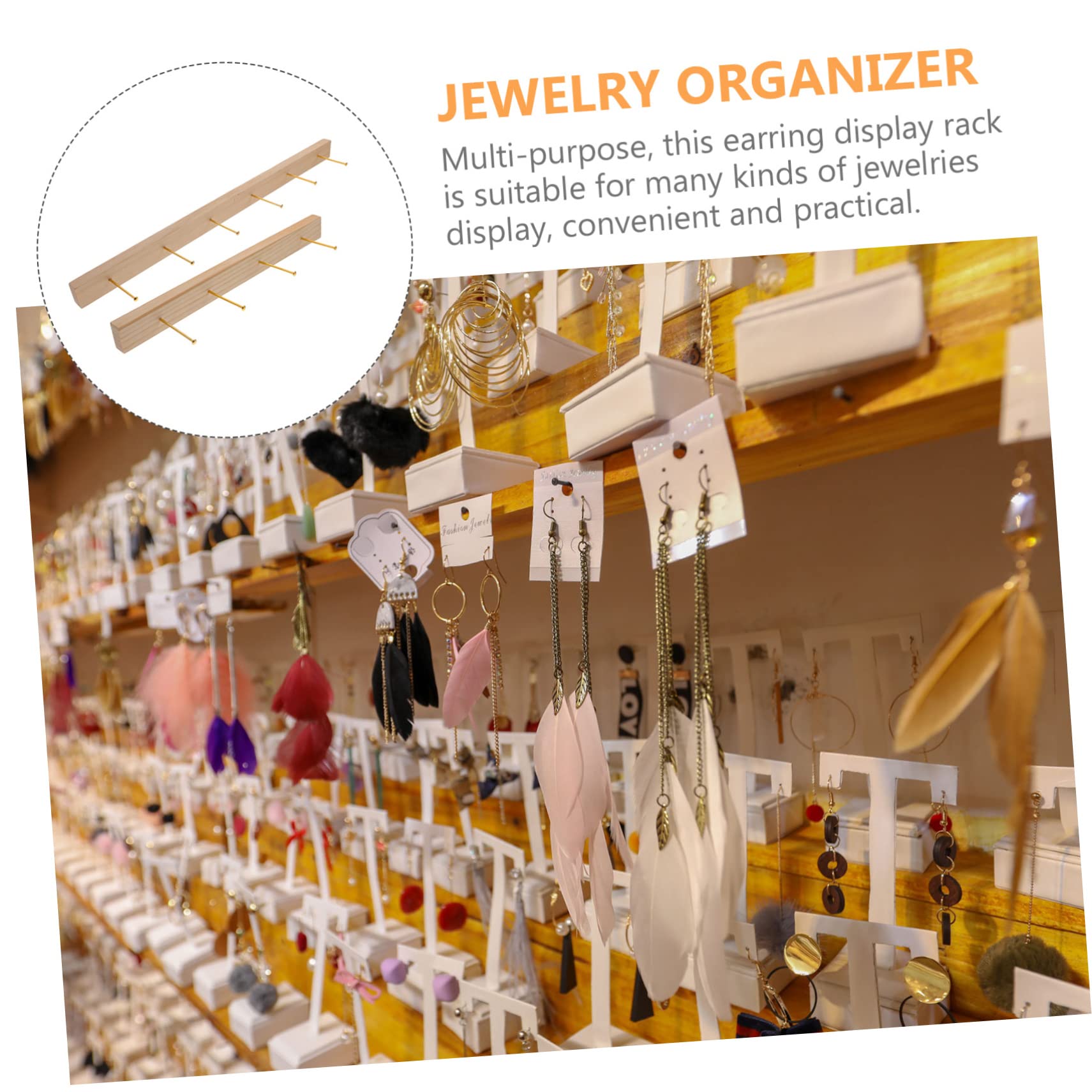 Holibanna 2sets Organizer da Muro per Gioielli Legno di Appendini per Orecchini e Collane Espositore Elegante per Negozio e Uso Personale Facile da Installare e Accessibile