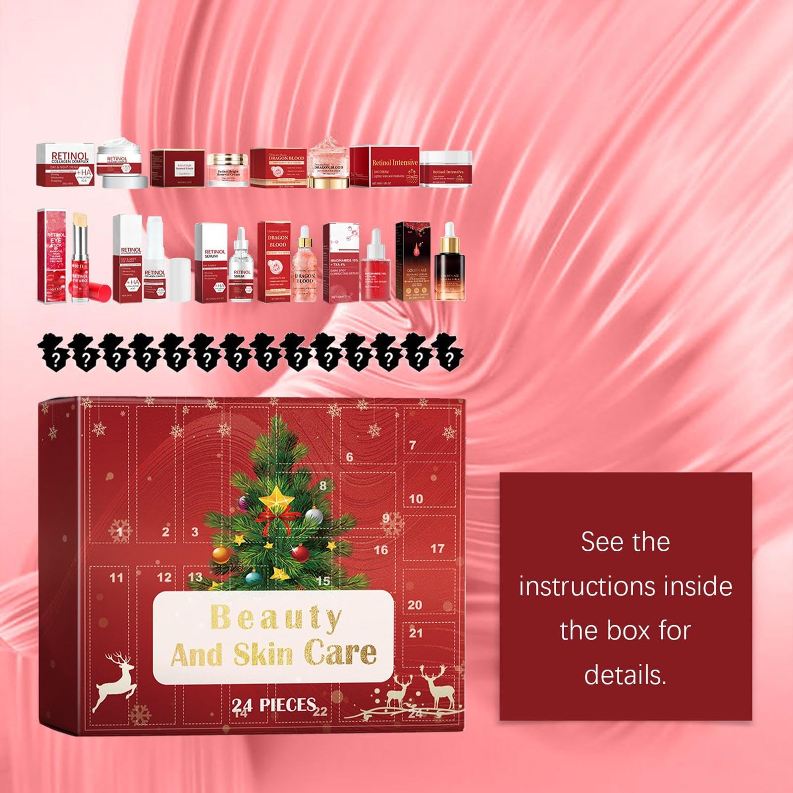 Countdown-Kalender, Weihnachtscreme und Feuchtigkeitslotion für das