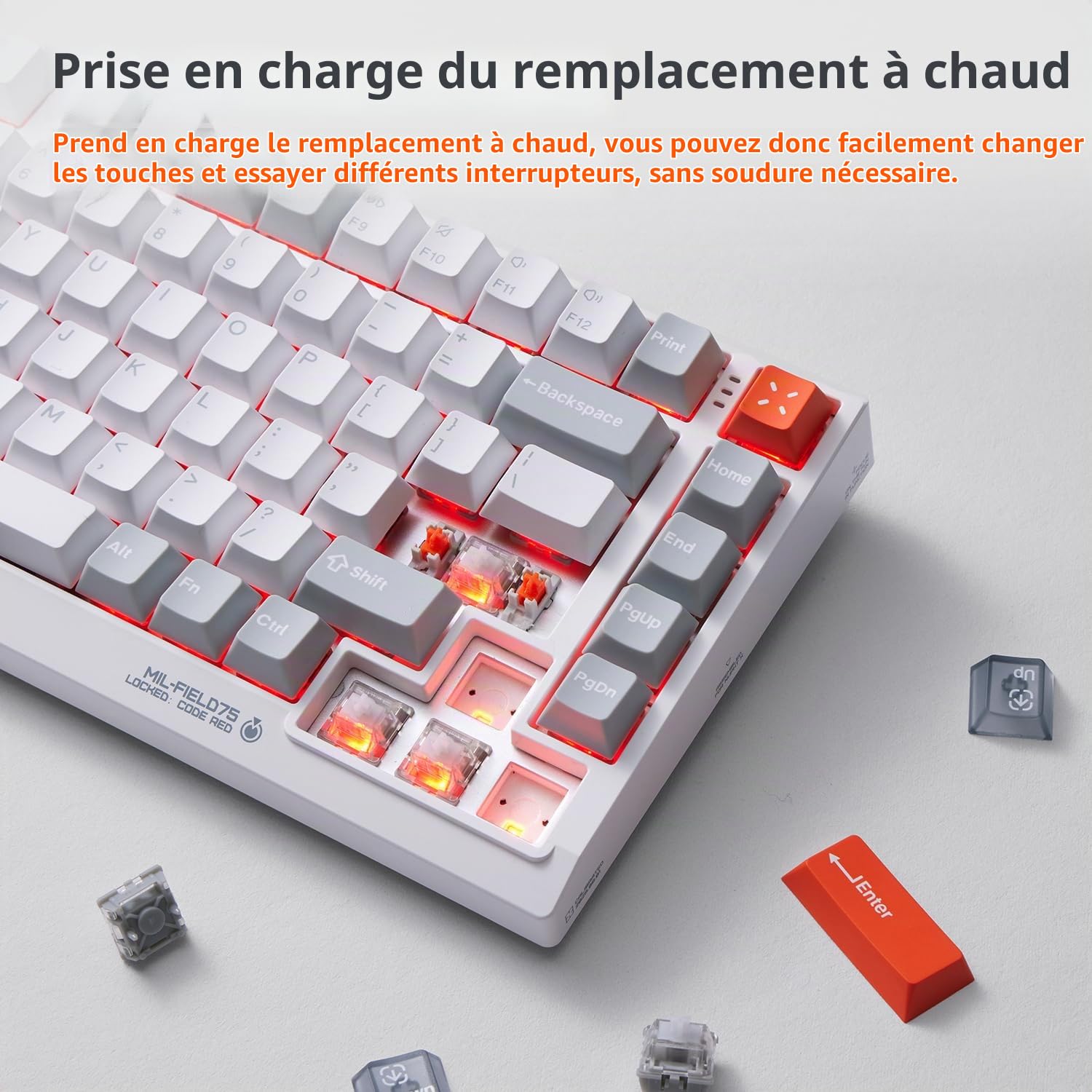 nuphy Field75 HE V2 Clavier de jeu à effet Hall, 83 touches remplaçables à chaud, disposition de 75 %, déclenchement rapide, avec boutons de commande, actionnement réglable, taux d'interrogation de