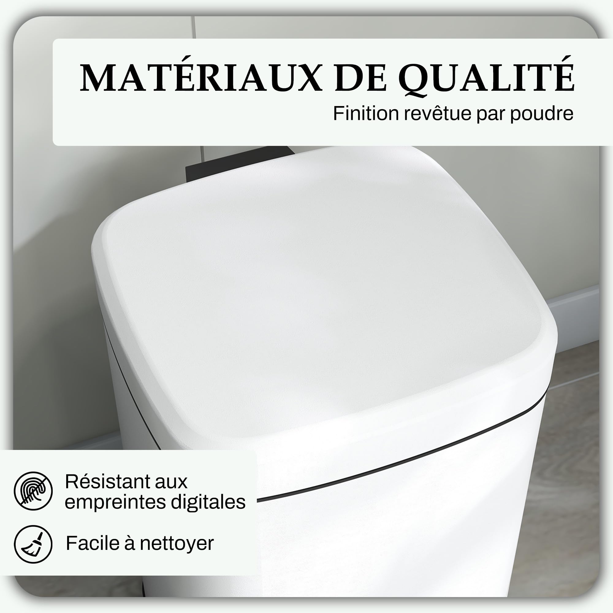 HOMCOM Poubelle de Cuisine 20L Poubelle à Pédale 28L x 35l x 45H cm Blanc | Acier Inoxydable, Couvercle à Fermeture Douce, Compacte, Seau Intérieur Amovible