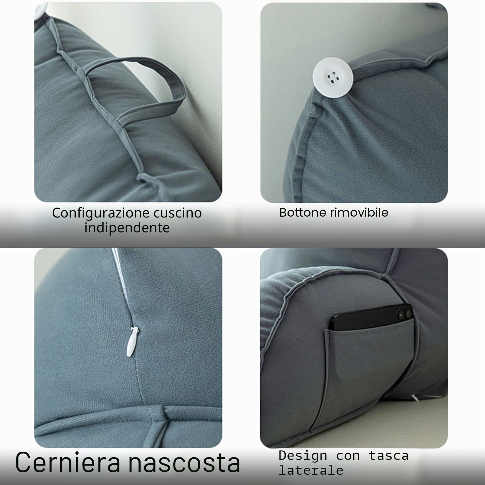 KKAIRA Cuscino da Lettura con braccioli,Cuscino per Letto,Cuscino Schienale Divano,con Cuscino per Il Collo a Rullo Staccabile,per Leggere/Rilassarsi/Guardare La TV 75 * 40 * 58CM(with headrest)