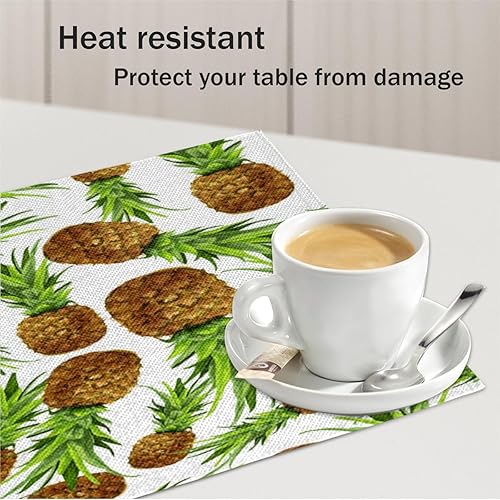 Miniatura 5 de Pineapple Placemats Set of 4 Table Mats Washable Placemat Waterproof Place Mats for Party Home Dining Table Decor 18x12 in