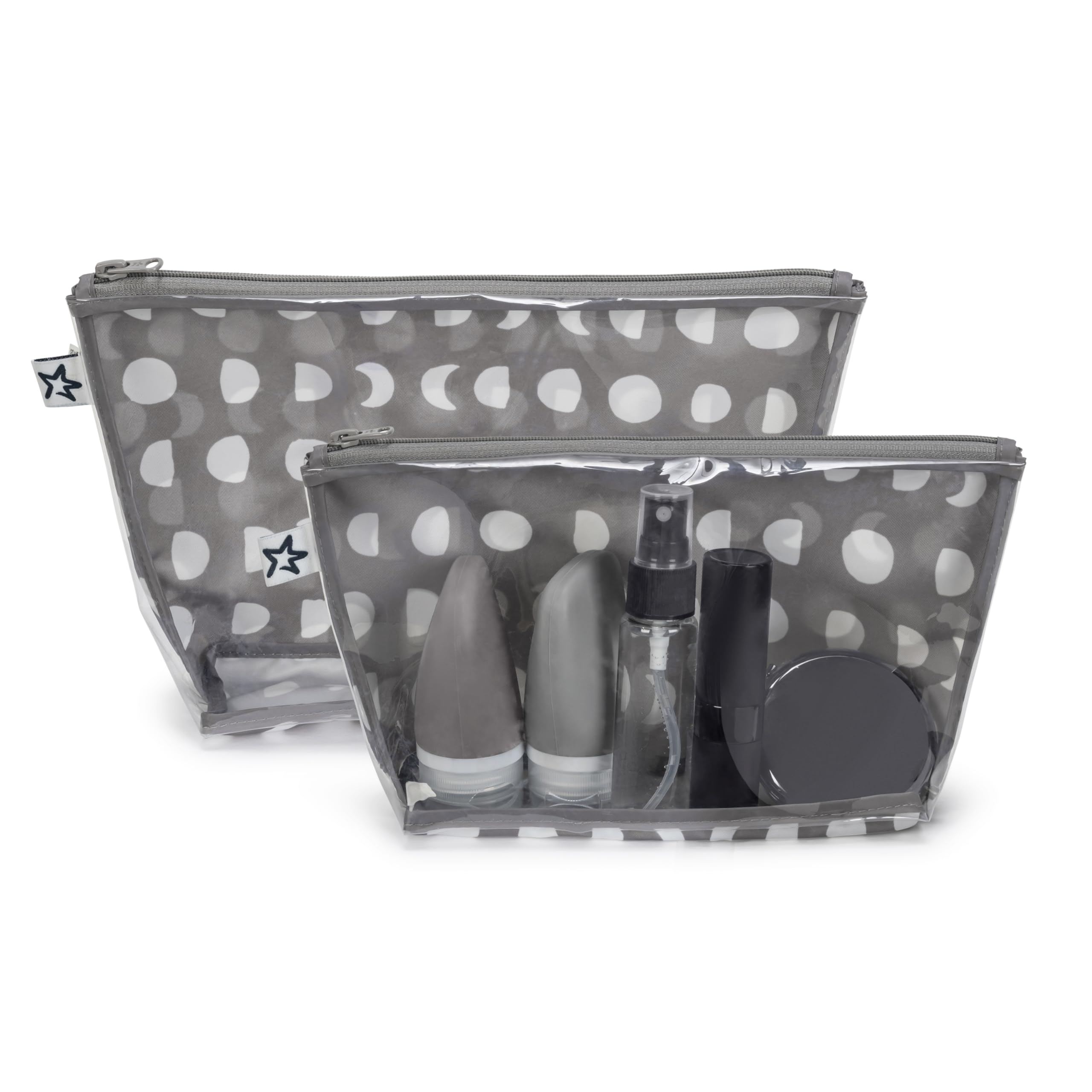 Tiny Twinkle Diaper Bag Organizing Pouches | 2 Pack Mess-Proof Travel Organizer Bags with Structured Bottom & Clear Front | TSA Approved Toiletry Bag