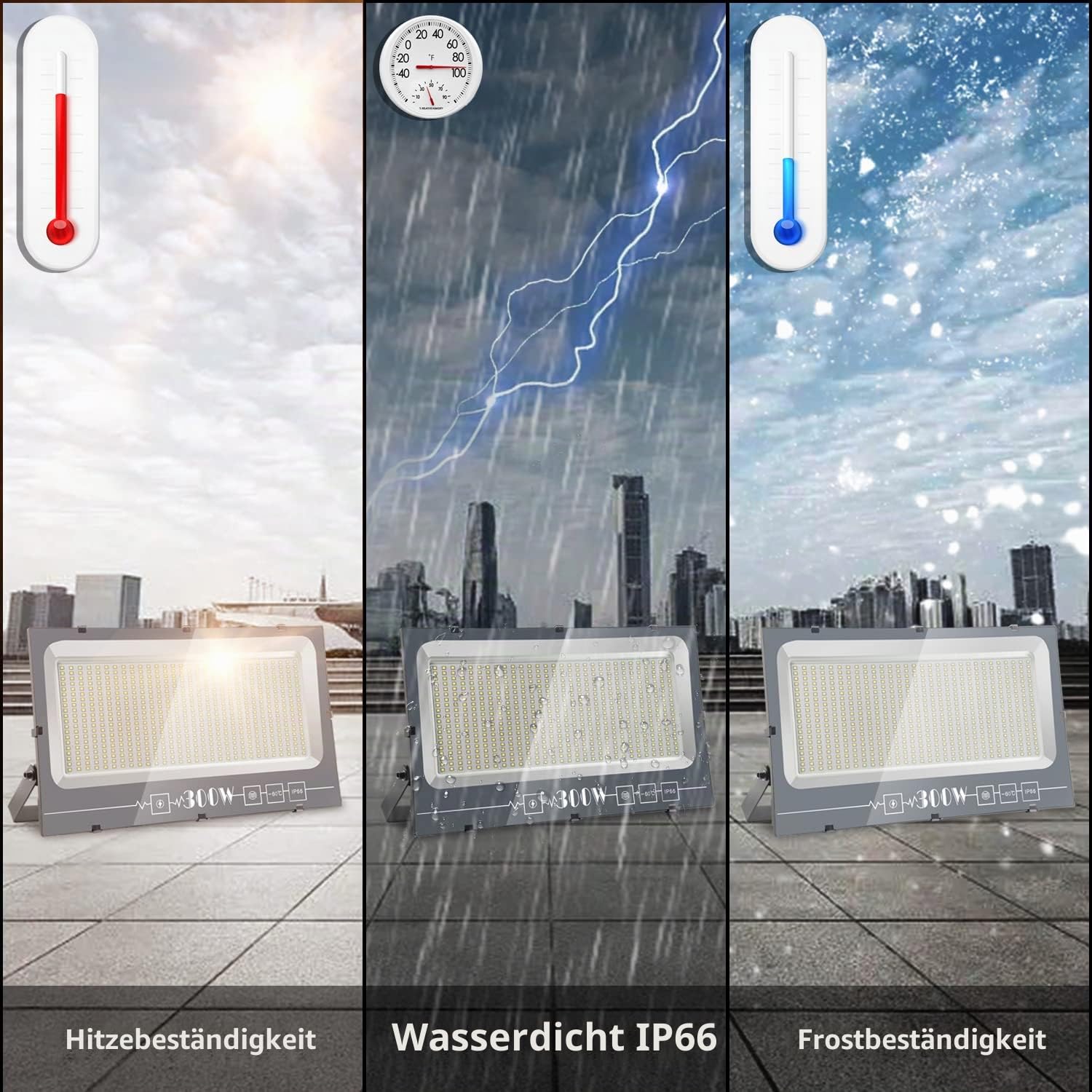 600W LED Strahler Außen 3000K Warmweiß 1 Stück | 60000LM Scheinwerfer, IP66 Wasserdicht Fluter, Aussenstrahler Für Hinterhof, Garten, Werkstatt