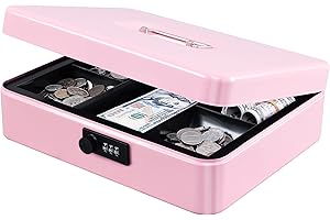 KYODOLED Pink Cash Box with Money Tray and Lock