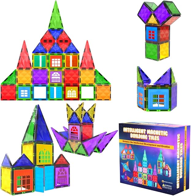 Desire Deluxe Magnetic Building Blocks Tiles STEM Toy Set 42PC  Kids Learning Educational Construction Toys for Boys Girls Present Age 3 4 5 6 7 Year Old - Gift, MT42