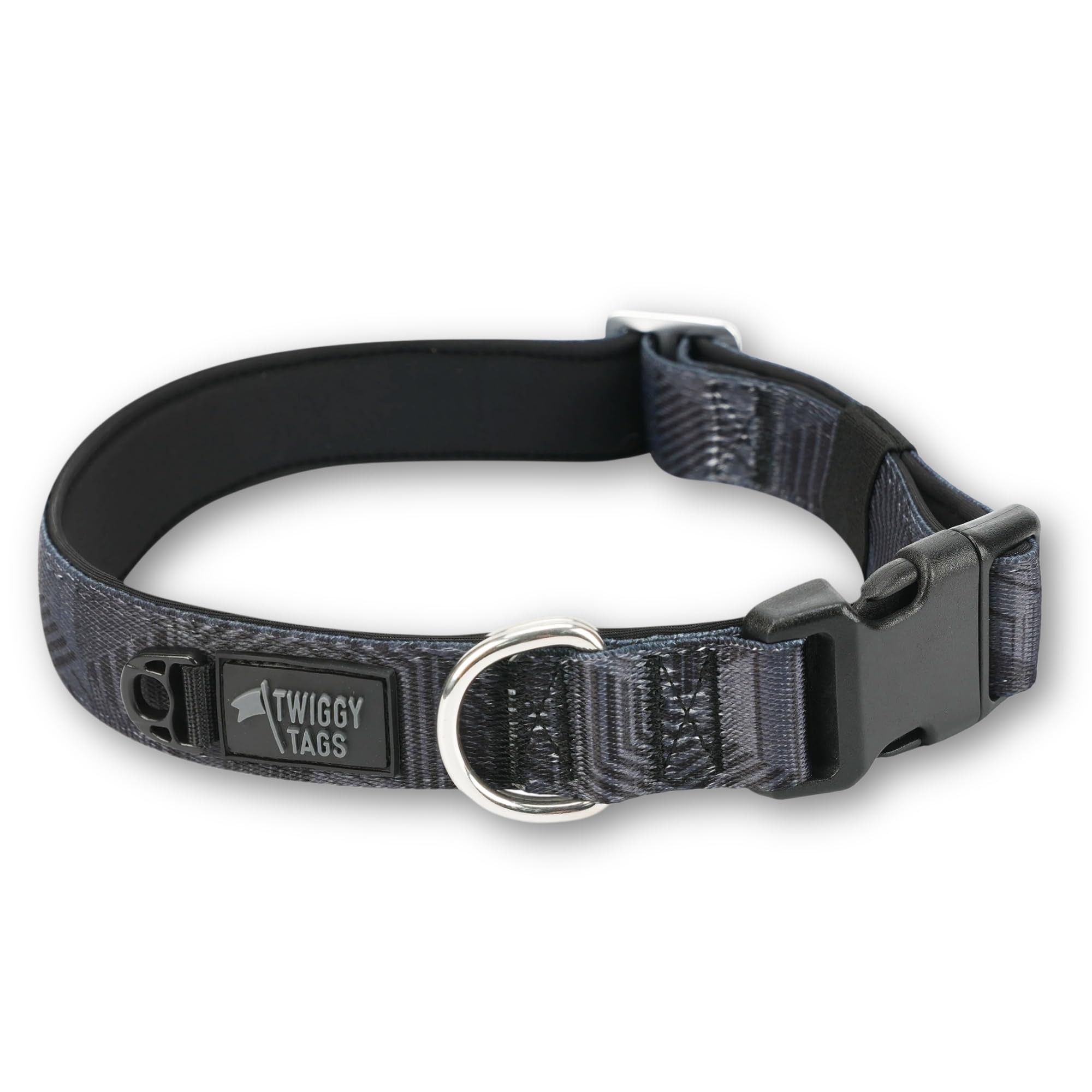 Twiggy Tags Comfort Collar | Durable & Padded Dog Collar | Quick Release Buckle | Suitable For All Dog Breeds (Onyx Black, L) — image 1