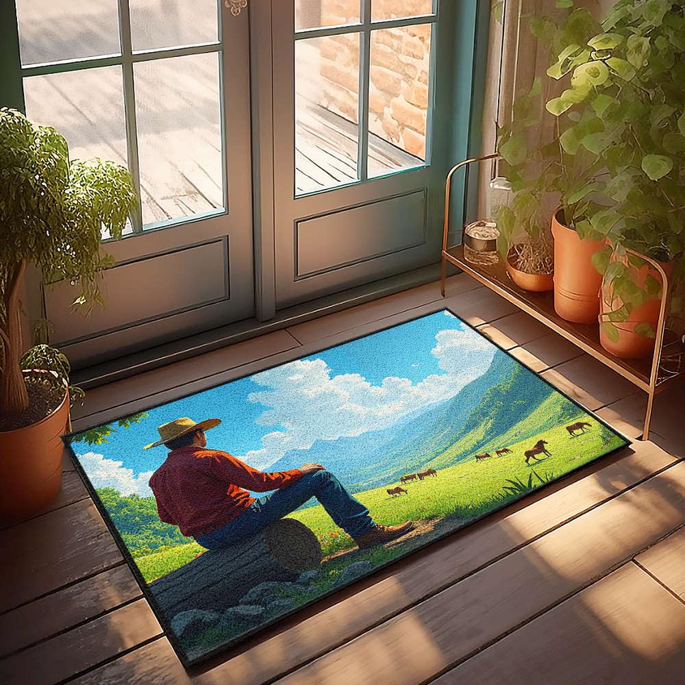 Tapis d'extérieur amusant avec décor de Cowboy idéal pour entrée de jardin