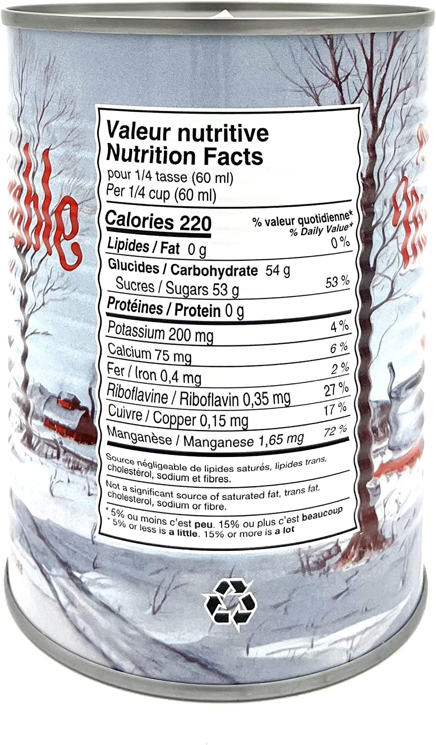 Pack de 2 conserves de Sirop d'érable Doré du Canada - Sirop d'érable de première qualité. Canne de 540ml