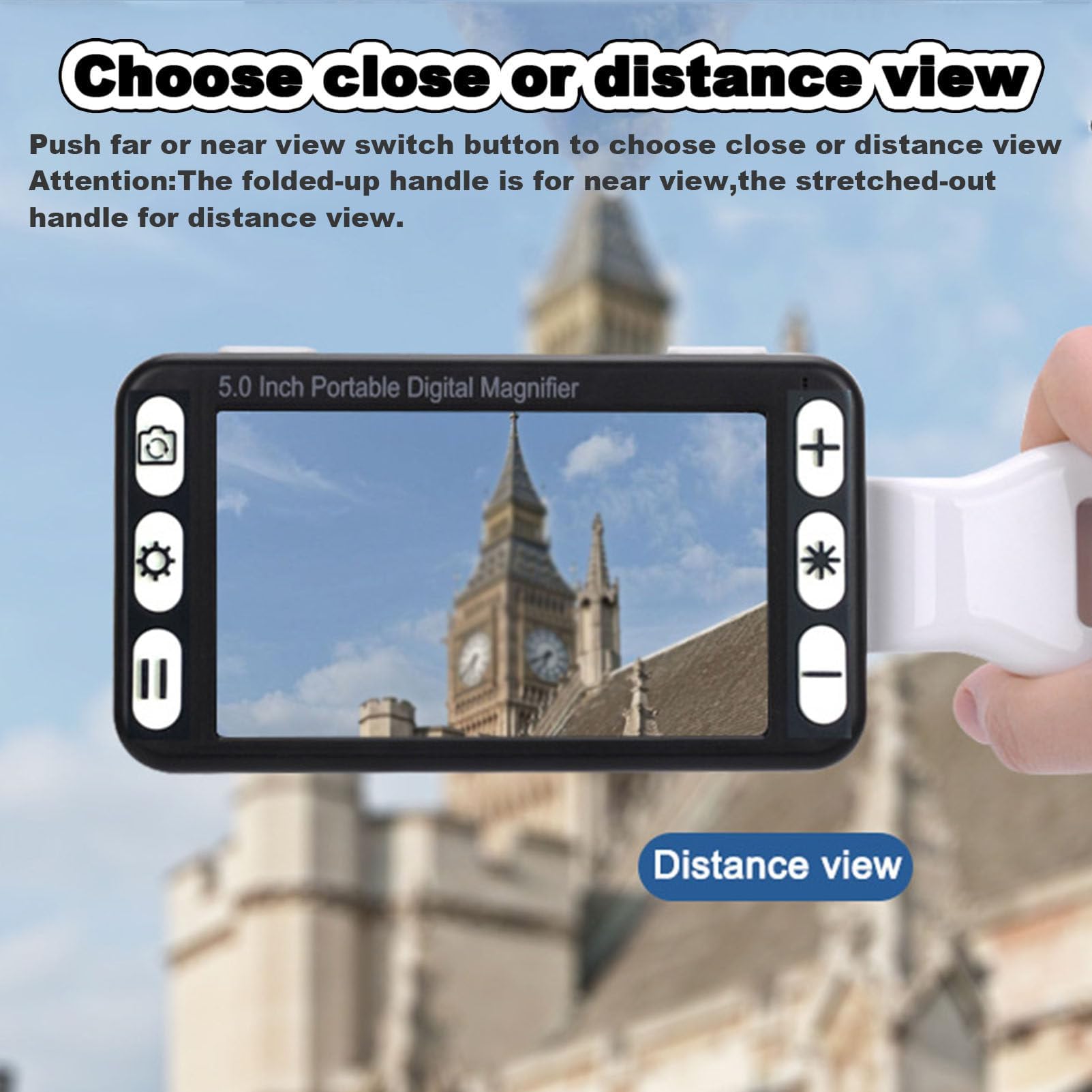 Loupe Numérique Portative, Aide À La Lecture Électronique De 5 Pouces, Zoom 2-48X, 26 Modes De Couleur, Réglage De La Luminosité De L'écran LCD, Prise En Charge De La Carte Mémoire, Images Figées