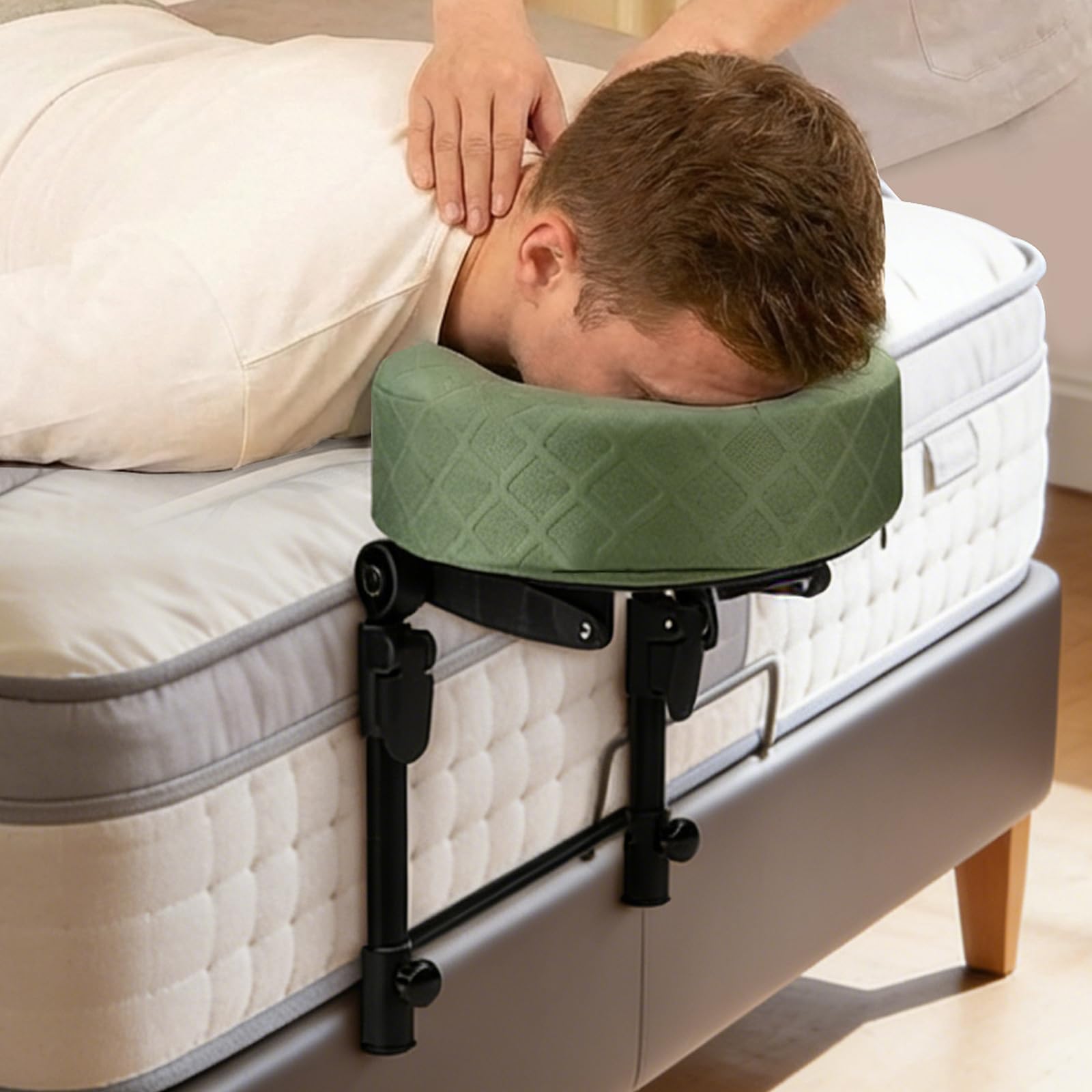 Gererixy Massage Headrest for Bed, Headrest Face Cushion, After Eye Surgery Face Down Pillow with Adjustable Height, Washable Pillowcase(Olive Green) - 3