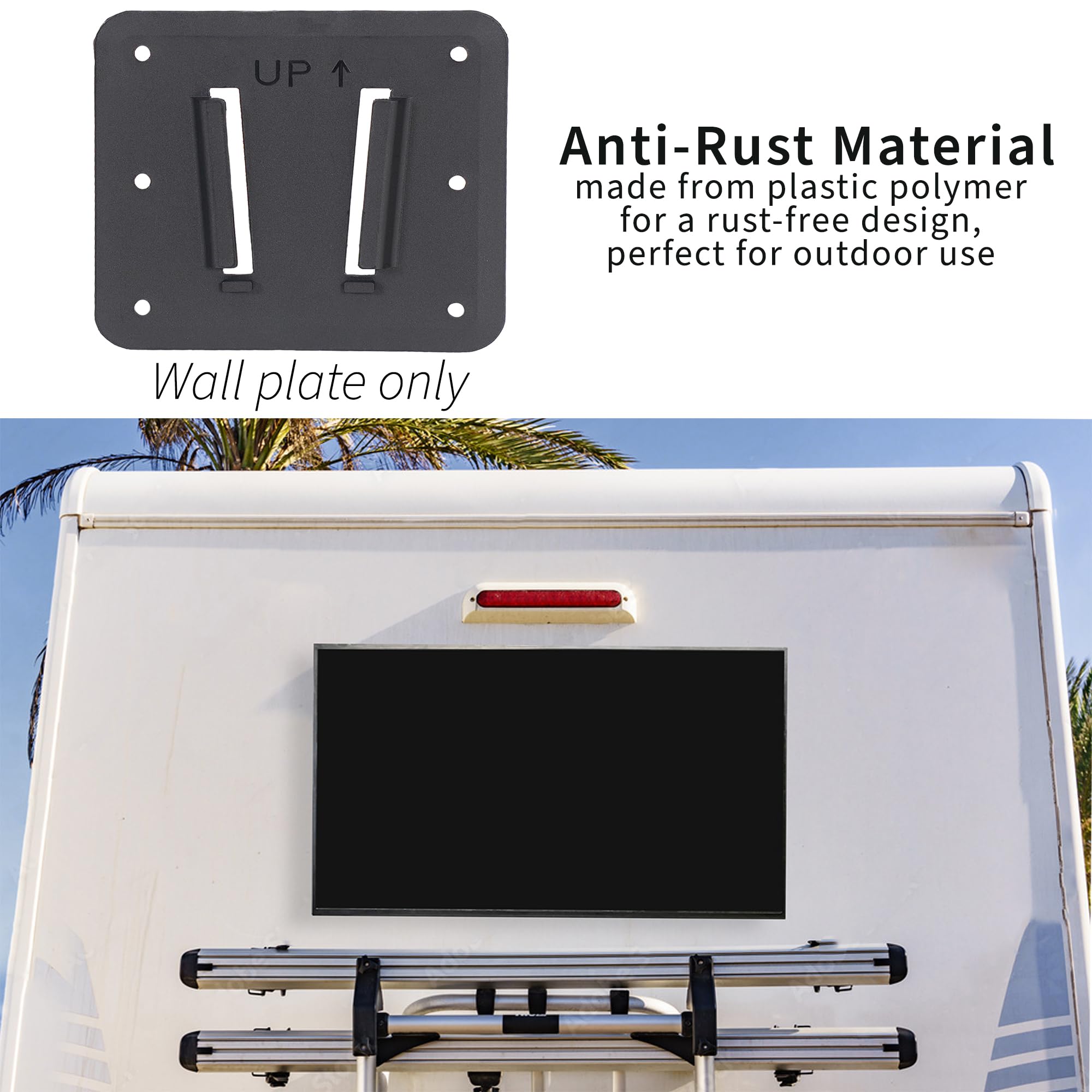 VIVO Große TV-Halterung für Wohnmobile, max. VESA 400 x 400, hält bis zu 20 kg, Kunststoff-Polymer-Wandplatte für Camping, Lebensmittelwagen, Filmabend, schwarz, Halterung-VWRV2