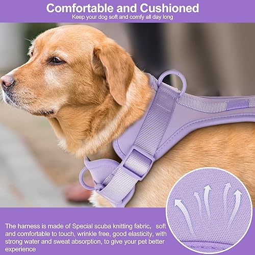 Miniatura 5 de Arnés ligero para perro sin tirones arnés ajustable y duradero de malla transpirable para mascotas con cojín suave y cómodo, para perros pequeños,