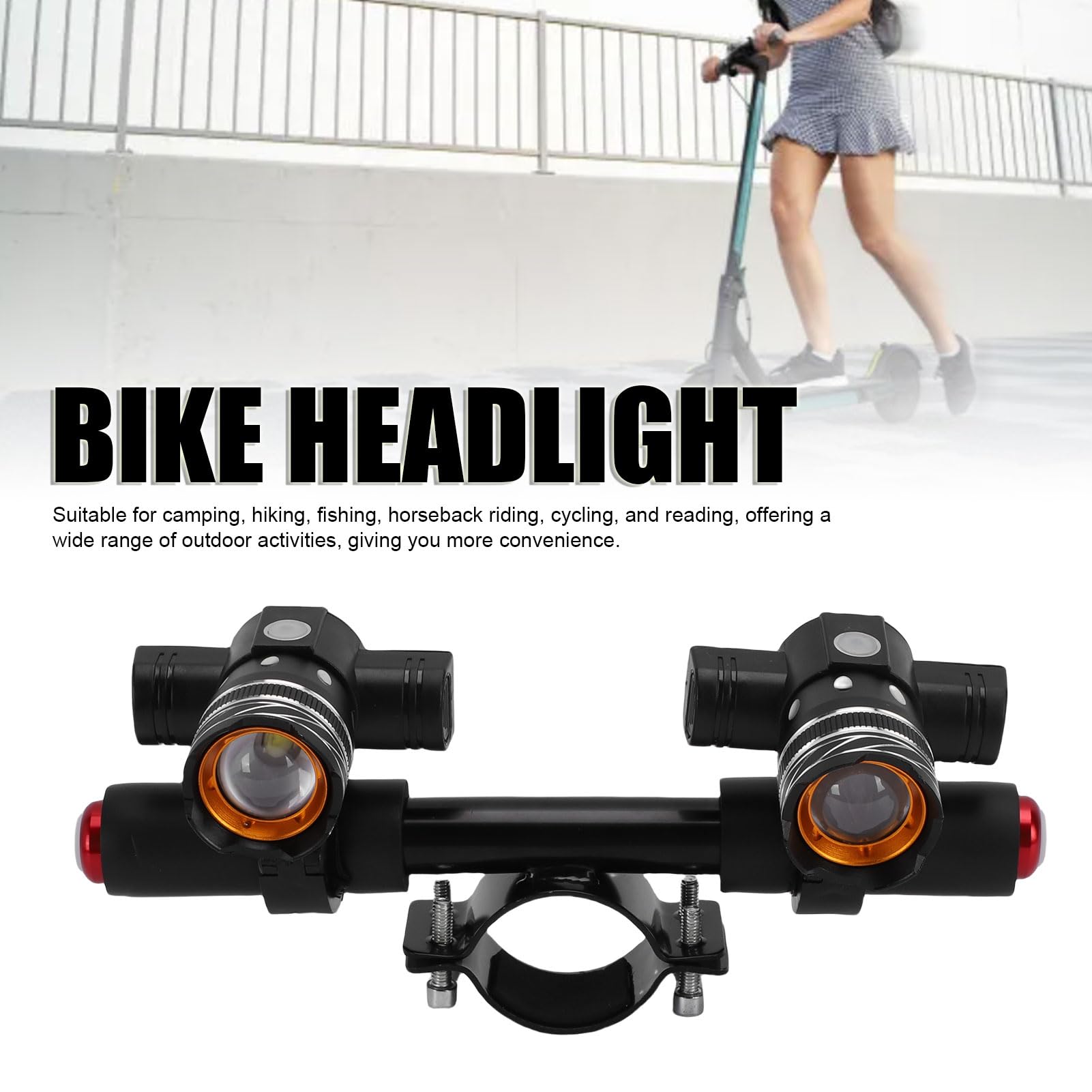 Phare de Guidon Rechargeable USB, Alliage Aluminium Durable, Angle réglable optimisé, Phare Avant ES2 ES4 Compatible, pour Cyclisme Scooter Camping Trottinette électrique 45 à 52
