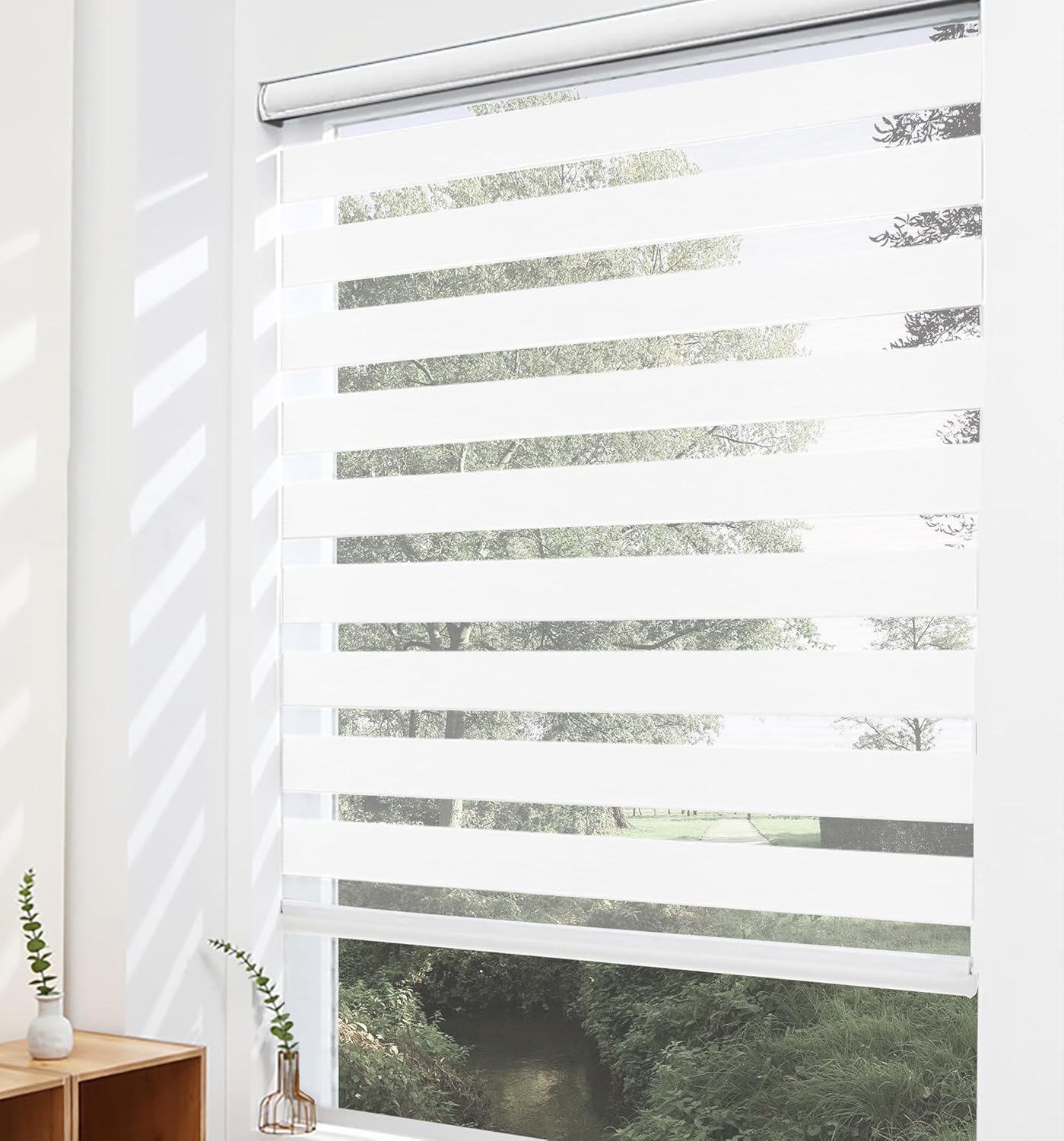 flamax dual layer cordless zebra roller shades,cordless zebra blinds for windows,cordless zebra shades for windows,window shade,cordless zebra roller blinds,cordless roller shades,window roller shades 01- white 34" x 60"