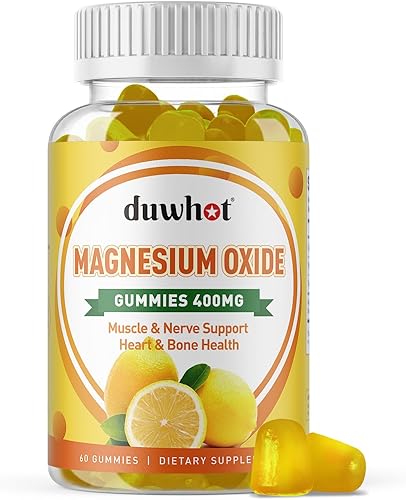 Miniatura 8 de duwhot Gomitas de óxido de magnesio de 400 mg para apoyo nervioso, músculo, hueso y corazón, suplemento de magnesio para mujeres y hombres, 120