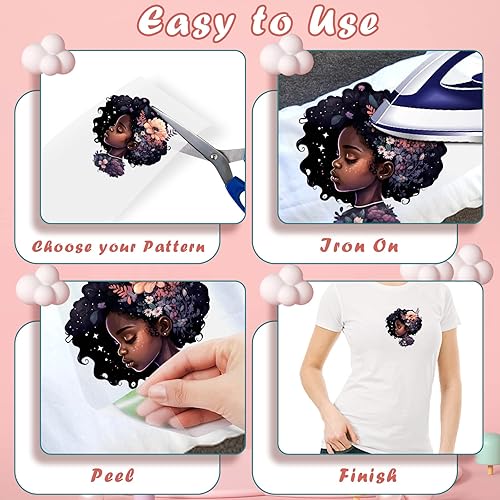 Miniatura 5 de 10 calcomanías para planchar para mujeres afroamericanas, parches de vinilo para transferencia de calor, adhesivos para planchar para ropa,