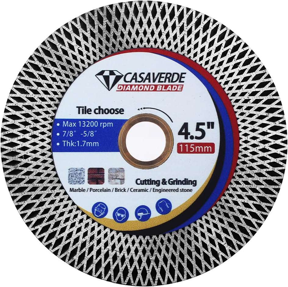 4.5" Super Tile Blade Diamond Cutting Blade for Cutting and Grinding Granite Marble Porcelain Tile