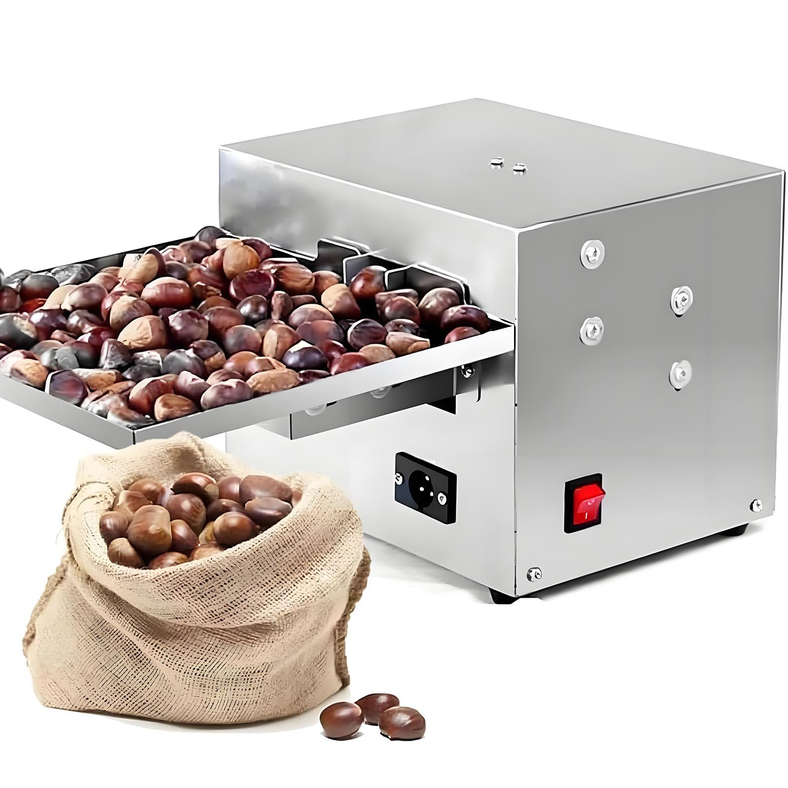 Máquina eléctrica para galletas de castañas, máquina profesional de apertura y descascarado de castaño de 60 W para uso comercial, alimentada por baterías o electricidad doméstica