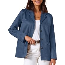 Allegra K Women Business Casual Faux Suede Lapel Open Front Blazer Jacket