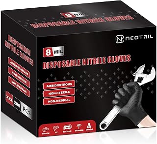 8 Mil Heavy Duty Disposable Nitrile Gloves with Diamond Texture Grip Rubber Gloves Latex & Powder Free