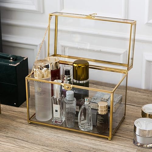 Miniatura 3 de Smart Wyche Caja de cristal grande para tarjetas de boda con cerradura para escultura de joyería cosmética, mini jardín, resistente, 10 pulgadas de