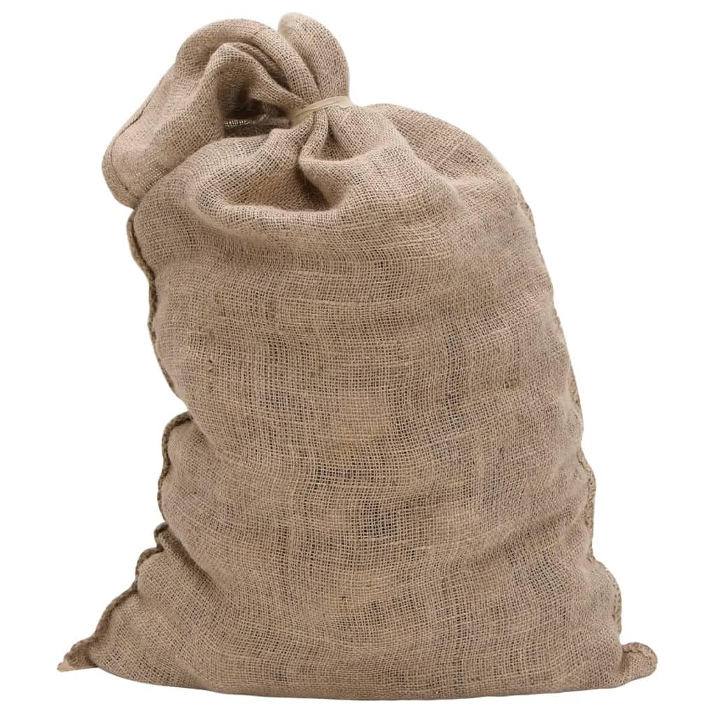Worki jutowe, 5 sztuk, 60 x 105 cm, ze 100% juty 220 g/m², wytrzymałe do przechowywania, transportu i ochrony roślin, składane, do domu, ogrodu i rustykalnej dekoracji