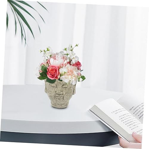 Miniatura 8 de Maceta de Buda, cabeza de buda, estatua de jardín zen, maceta, escultura de budismo, regalos para el hogar, interior y exterior, verde oliva, 5.1 x