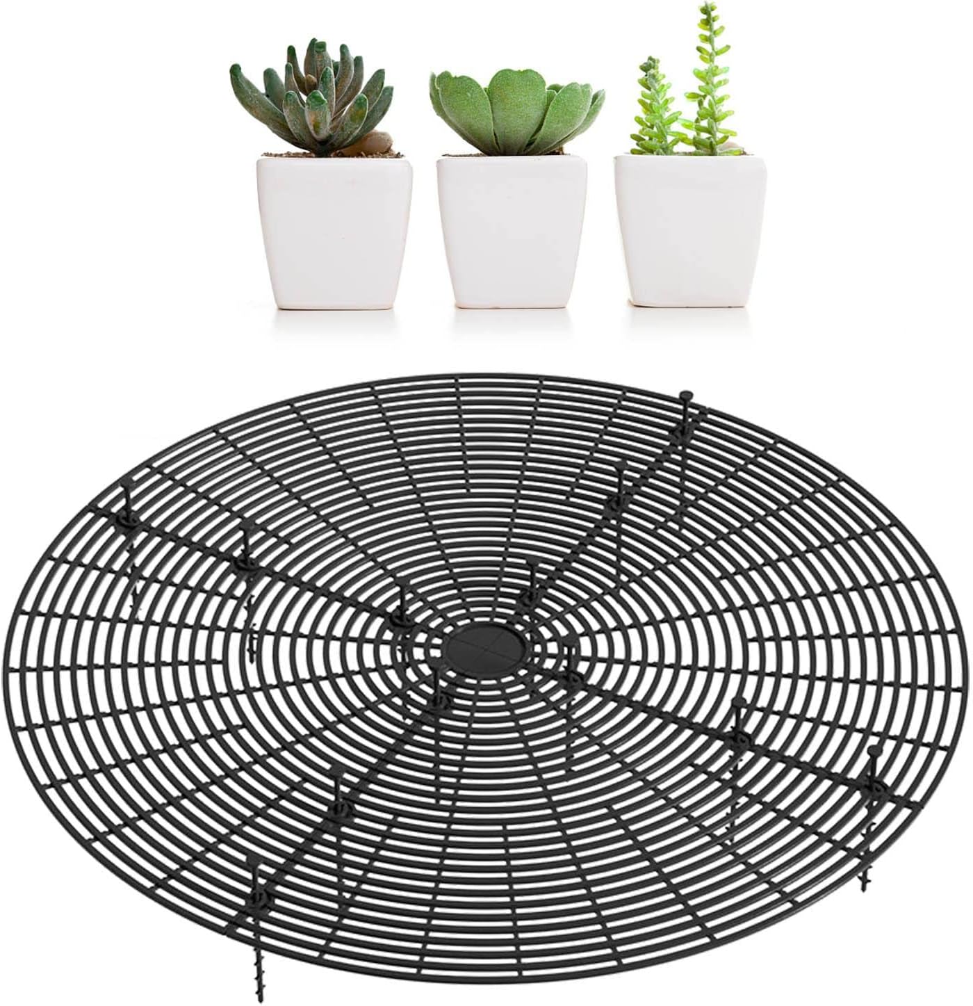 Mocoli 4 St&uuml;ck Blumentopfgitter, Blumentopfschutz 30cm Und 52cm Pflanzenschutz Baby Katze Pflanzenschutzgitter Mit 40 Tiefen Pf&auml;hlen Schneidbarer Sch&uuml;tzt Vor Tieren Die Erde In T&ouml;pfen Umgraben