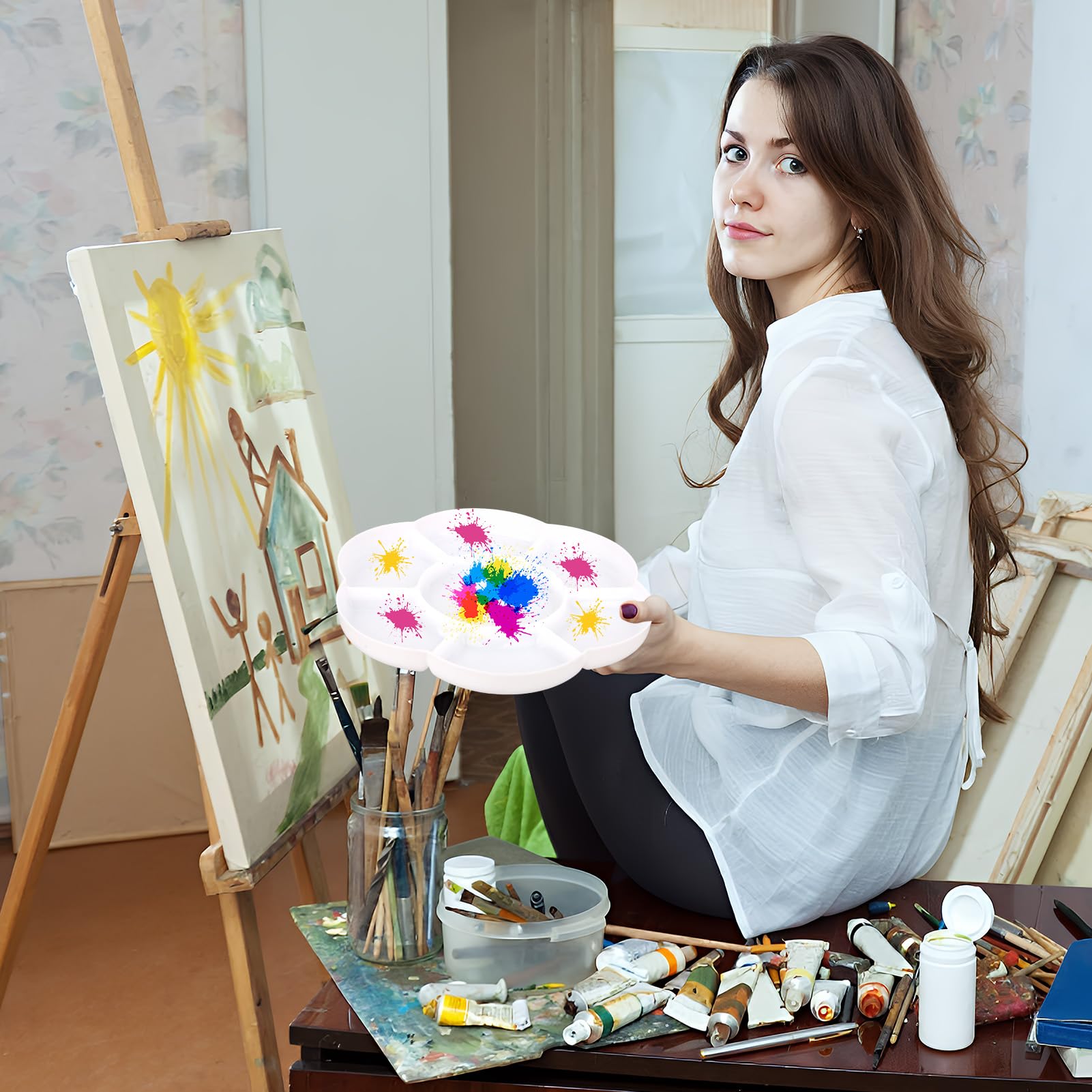 Palette Aquarelle Nomade 12 Demi-godets + 1 Pinceau – Portable Painter – Cadre & Toile