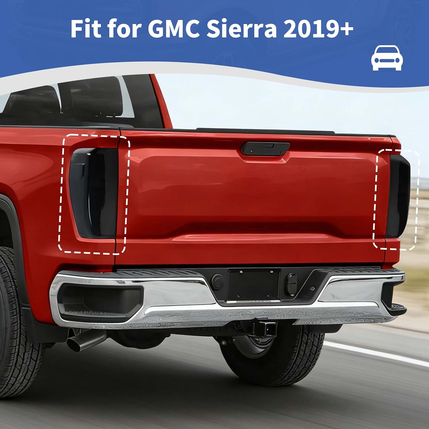 for Sierra Tail Light Cover Trim Smoked Fit for GMC Sierra 2019+ Black Exterior Accessories 2pcs