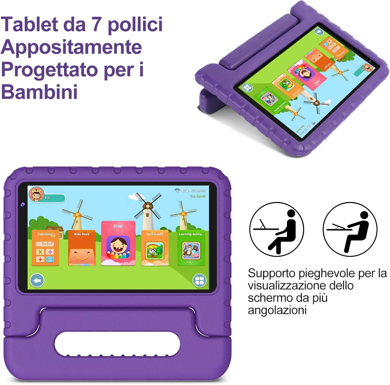 AOCWEI Tablet per bambini Tablet 7 pollici quad-core 1.6GHz Android 11 HD per bambini, 32GB (TF 128GB) | Wi-Fi 6 | Doppia fotocamera | Controllo parentale | Custodia a prova di bambino, viola AOCWEI Tablet per bambini Tablet 7 pollici quad-core 1.6GHz Android 11 HD per bambini, 32GB (TF 128GB) | Wi-Fi 6 | Doppia fotocamera | Controllo parentale | Custodia a prova di bambino, viola