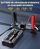 AIMAPOW Booster Batterie Voiture 6000A, Démarreur de Voiture 12V (Jusqu’à Tout Gas ou 10.0L Diesel), Booster de Batterie, Jump Starter Portable avec Pinces de Sûreté Intelligentes, Lampe LED (A20) - 2