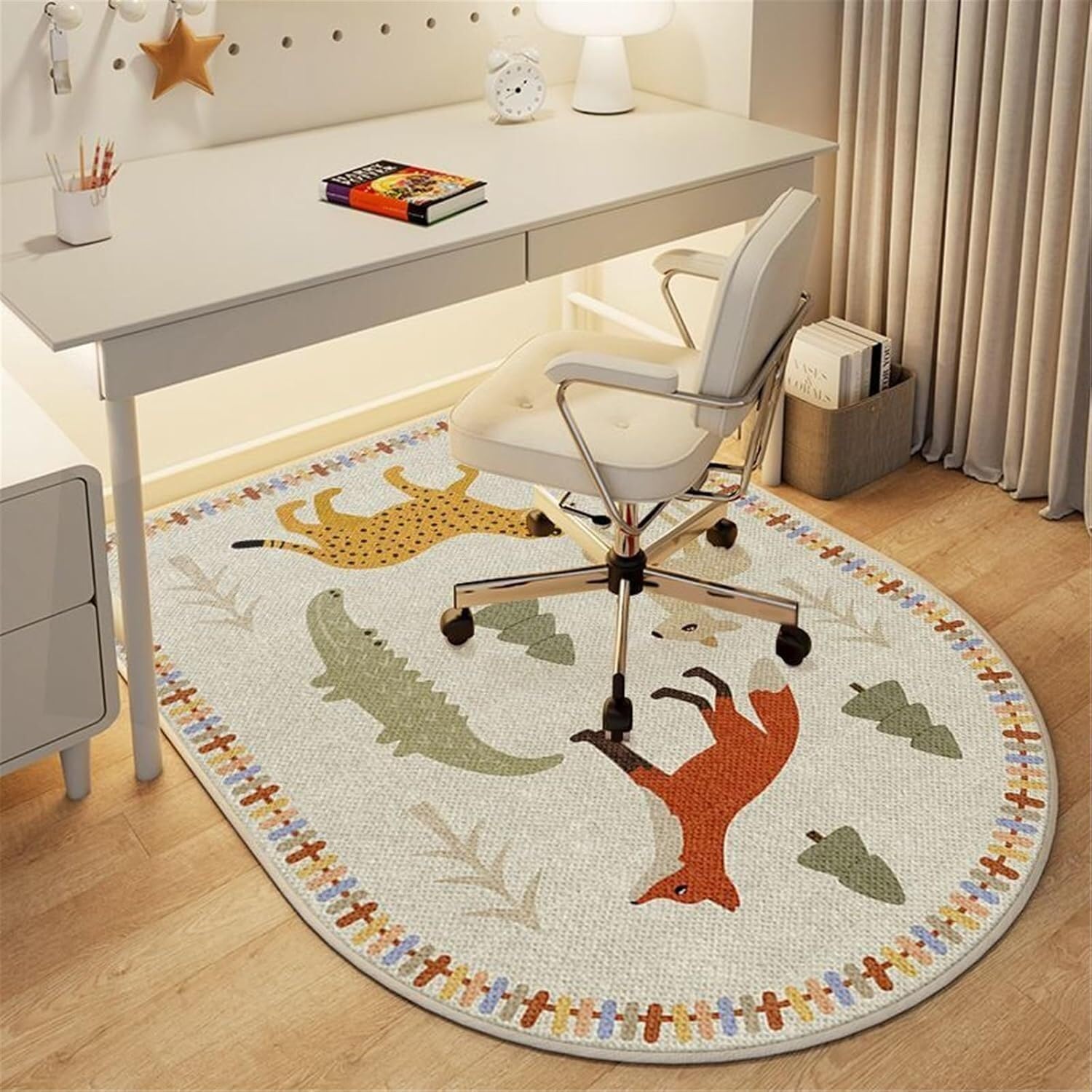 SSDDLZEQ Premium durable range Modern Cartoon-themed Computer Gaming Chair Cushion, Designed Specifically For Wooden Floors(Fox,100x160cm)